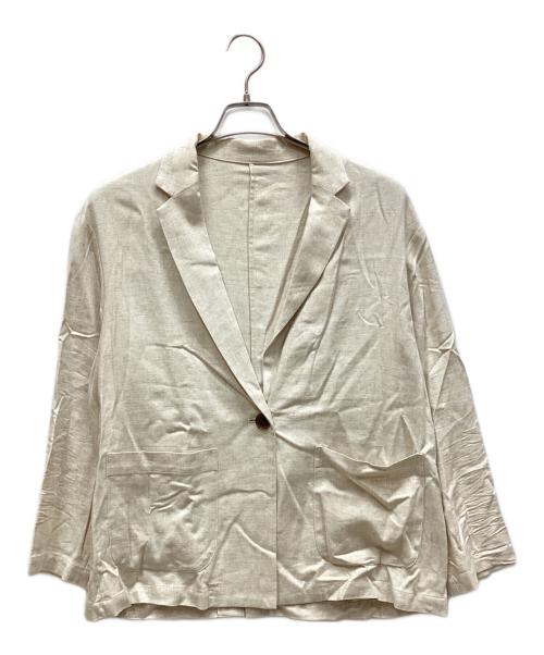 THREE DOTS（スリードッツ）THREE DOTS (スリードッツ) レーヨンリネン ジャケット ベージュ サイズ:XSの古着・服飾アイテム