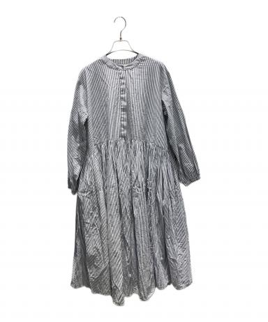 ビアズリー　BEARDSLEY 先染めギャザーワンピース★グレー ★美品 中古・古着通販】BEARDSLEY (ビアズリー) 先染めギャザーワンピース