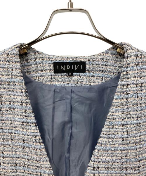 INDIVI（インディヴィ）INDIVI (インディヴィ) ツイードジレ ブルー サイズ:15の古着・服飾アイテム