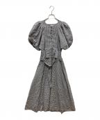 ）の古着「Portofino Belted Check Dress」｜ブラック×ホワイト