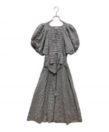 HER LIP TO（ハーリップトゥ）の古着「Portofino Belted Check Dress」｜ブラック×ホワイト