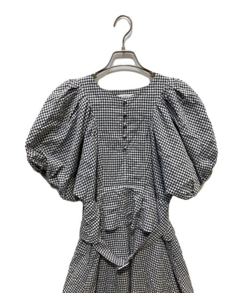 HER LIP TO（ハーリップトゥ）Her lip to (ハーリップトゥ) Portofino Belted Check Dress ブラック×ホワイト サイズ:Mの古着・服飾アイテム