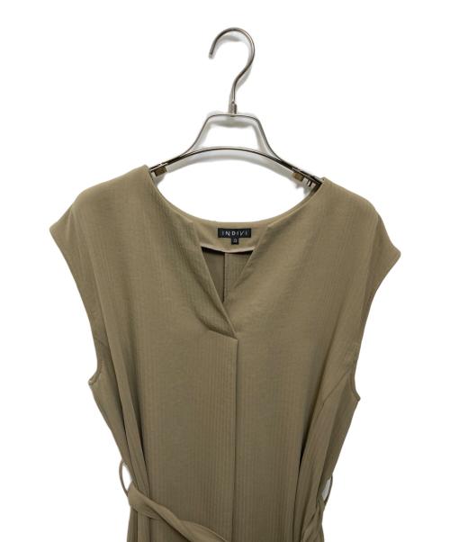 INDIVI（インディヴィ）INDIVI (インディヴィ) ジレ風デザインワンピース ブラウン サイズ:13の古着・服飾アイテム