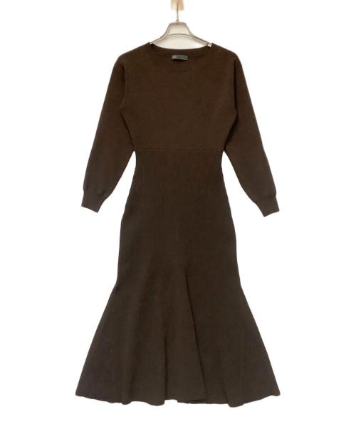 Noble（ノーブル）Noble (ノーブル) ラウンドネックバイカラーニットワンピース ブラウン サイズ:-の古着・服飾アイテム