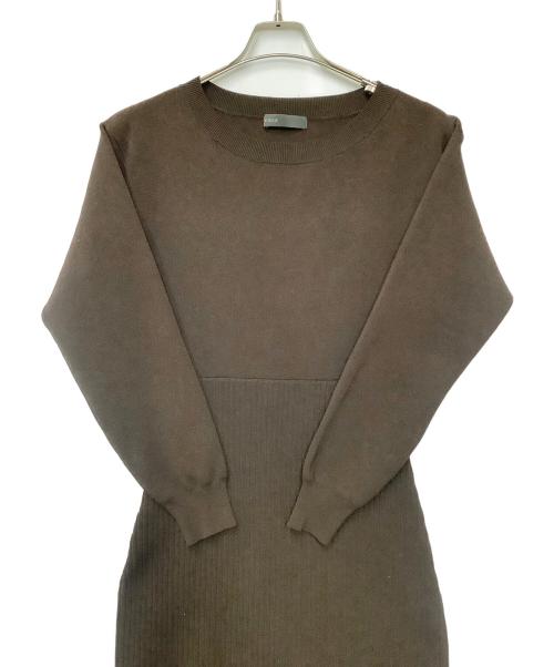 Noble（ノーブル）Noble (ノーブル) ラウンドネックバイカラーニットワンピース ブラウン サイズ:-の古着・服飾アイテム