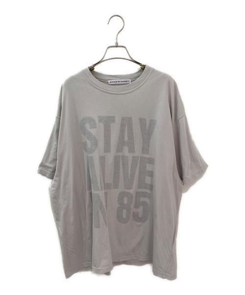 Whim Gazette（ウィムガゼット）Whim Gazette (ウィムガゼット) KATHARINE HAMNETT (キャサリンハムネット) 別注バックプリントTシャツ グレー サイズ:Freeの古着・服飾アイテム
