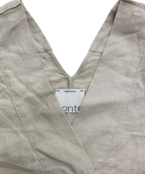 Conte（コンテ）conte (コンテ) ヘンプ Vネック ワンピース ベージュ サイズ:下記参照の古着・服飾アイテム