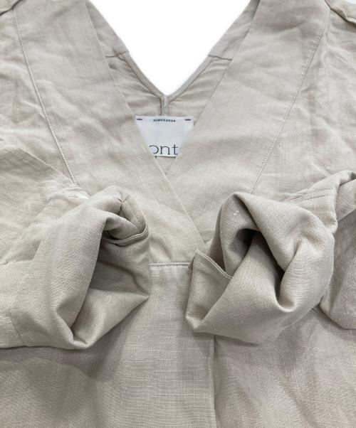 Conte（コンテ）conte (コンテ) ヘンプ Vネック ワンピース ベージュ サイズ:下記参照の古着・服飾アイテム