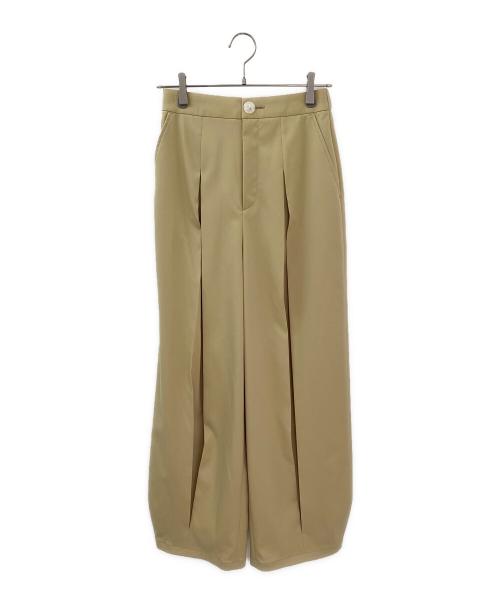 nagonstans（ナゴンスタンス）nagonstans (ナゴンスタンス) tuck wide trousers ベージュ サイズ:Mの古着・服飾アイテム