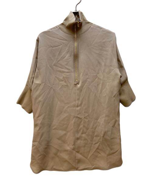 BEIGE（ベイジ）BEIGE (ベイジ) ニットコンビハイネック半袖ブラウス ベージュ サイズ:4の古着・服飾アイテム