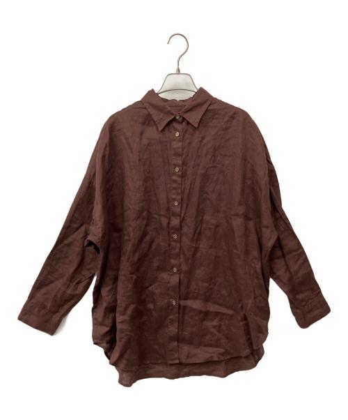 Spick and Span（スピック＆スパン）Spick and Span (スピック＆スパン) 80リネンカシュクール ビッグシャツ ブラウン サイズ:Fの古着・服飾アイテム