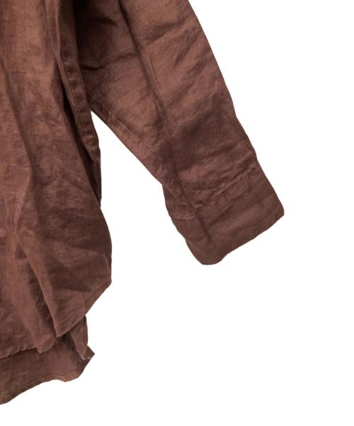 Spick and Span（スピック＆スパン）Spick and Span (スピック＆スパン) 80リネンカシュクール ビッグシャツ ブラウン サイズ:Fの古着・服飾アイテム