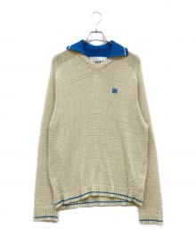 SATURDAY（サタデー）の古着「Lausanne V-Neck Collar Knit」｜ブルー×アイボリー