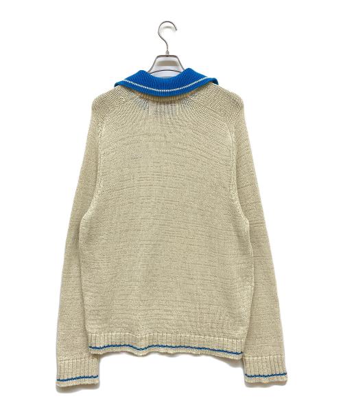 SATURDAY（サタデー）SATURDAY (サタデー) Lausanne V-Neck Collar Knit ブルー×アイボリー サイズ:XLの古着・服飾アイテム