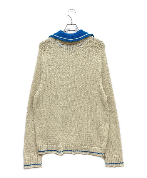 SATURDAY（サタデー）SATURDAY (サタデー) Lausanne V-Neck Collar Knit ブルー×アイボリー サイズ:XLの古着・服飾アイテム