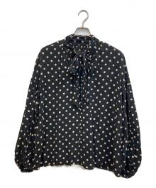 journal standard L'essage（ジャーナルスタンダード レサージュ）の古着「IPEKERドット&フラワー/シアーボウタイブラウス」｜ブラック