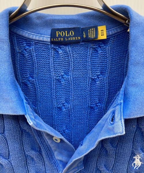 POLO RALPH LAUREN（ポロ・ラルフローレン）POLO RALPH LAUREN (ポロ・ラルフローレン) ケーブルニットポロシャツ ブルー サイズ:Lの古着・服飾アイテム