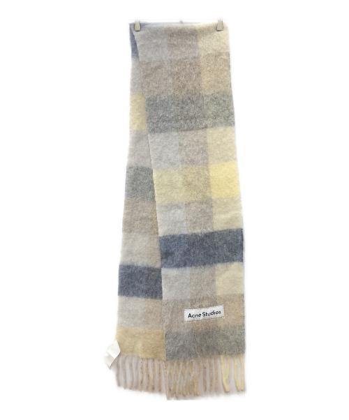 Acne studios（アクネ ストゥディオズ）Acne studios (アクネ ストゥディオズ) モヘアチェックスカーフ グレー×ベージュの古着・服飾アイテム