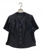 JUSGLITTYジャスグリッティー）の古着「チューリップスリーブパールブラウス」｜ブラック