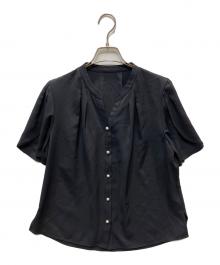 JUSGLITTY（ジャスグリッティー）の古着「チューリップスリーブパールブラウス」｜ブラック