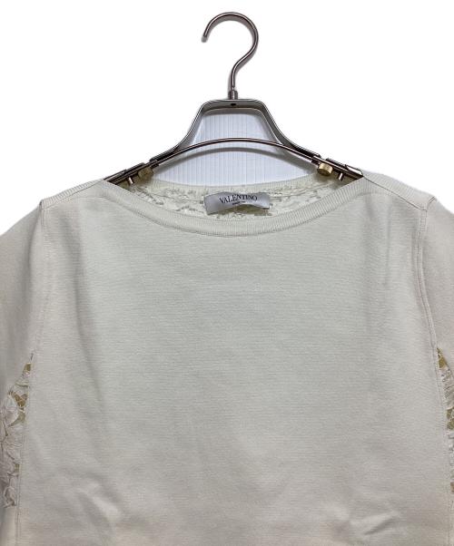 VALENTINO（ヴァレンティノ）VALENTINO (ヴァレンティノ) レース切替ニット アイボリー サイズ:Lの古着・服飾アイテム
