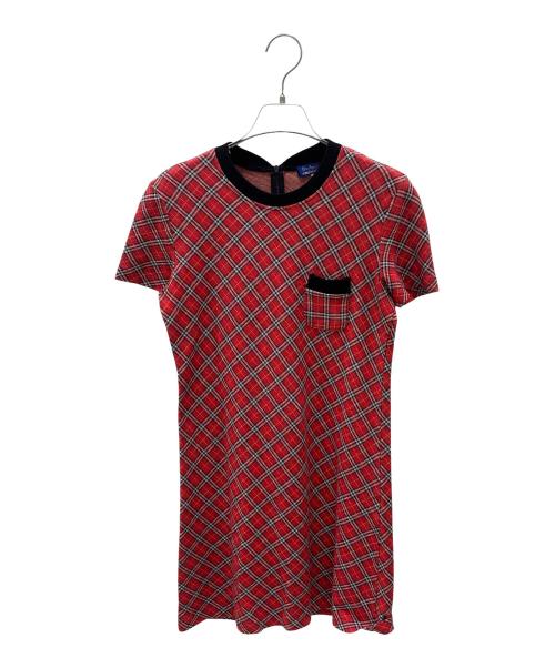 BURBERRY BLUE LABEL（バーバリー ブルー レーベル）BURBERRY BLUE LABEL (バーバリー ブルー レーベル) 半袖チェックワンピース レッド サイズ:Ｍの古着・服飾アイテム