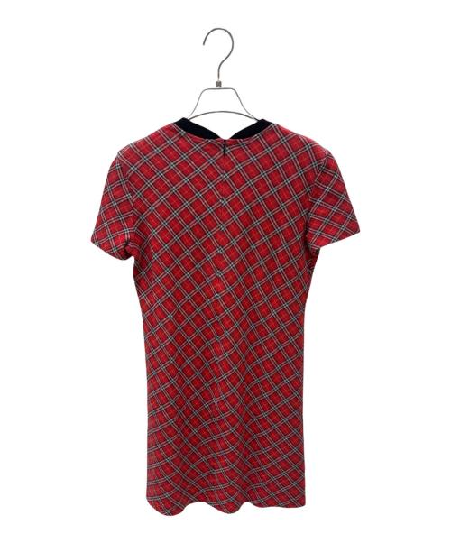 BURBERRY BLUE LABEL（バーバリー ブルー レーベル）BURBERRY BLUE LABEL (バーバリー ブルー レーベル) 半袖チェックワンピース レッド サイズ:Ｍの古着・服飾アイテム