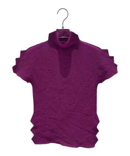 me ISSEY MIYAKE（ミーイッセイ ミヤケ）me ISSEY MIYAKE (ミーイッセイ ミヤケ) ハイネックプリーツカットソー パープル サイズ:Freeの古着・服飾アイテム