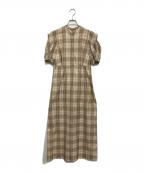 CLANEクラネ）の古着「SHEER PUFF SLEEVE ONEPIECE」｜ブラウン
