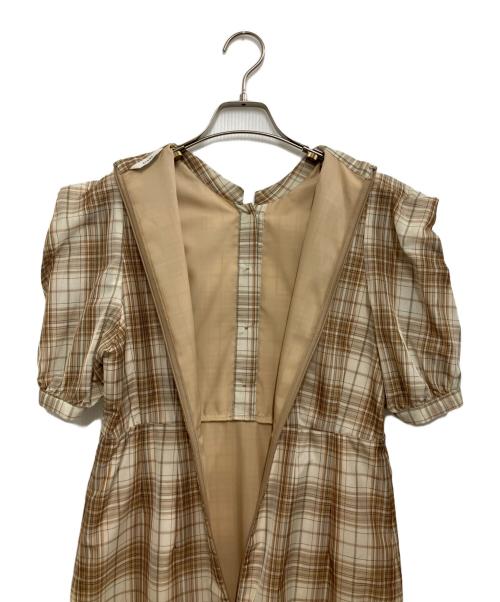 CLANE（クラネ）CLANE (クラネ) SHEER PUFF SLEEVE ONEPIECE ブラウン サイズ:2の古着・服飾アイテム