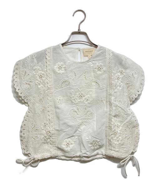 SEZANE（セザンヌ）SEZANE (セザンヌ) TAMY カットレースブラウス エクリュ サイズ:34の古着・服飾アイテム