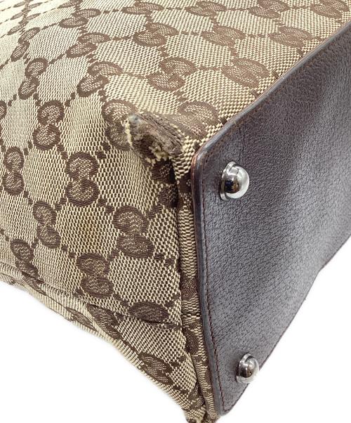 GUCCI（グッチ）GUCCI (グッチ) GGキャンバス トートバッグ ベージュ×ブラウンの古着・服飾アイテム
