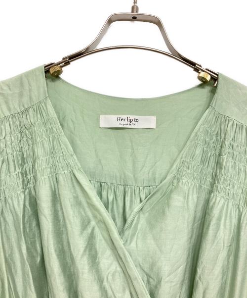 HER LIP TO（ハーリップトゥ）HER LIP TO (ハーリップトゥ) Airy Volume Sleeve Dress グリーン サイズ:Sの古着・服飾アイテム