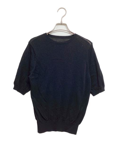 HER.（ハー）HER. (ハー) コットンナイロンハーフスリーブニット ブラック サイズ:FREEの古着・服飾アイテム