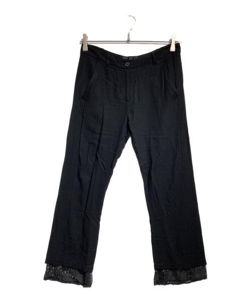 ANN DEMEULEMEESTER（アンドゥムルメステール）ANN DEMEULEMEESTER (アンドゥムルメステール) double layered black pantalon/ダブルレイヤードブラックパンタロン ブラック サイズ:34の古着・服飾アイテム