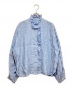 12closetトゥエルブクローゼット）の古着「リネンフリルブラウス」｜ブルー