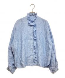 12closet（トゥエルブクローゼット）の古着「リネンフリルブラウス」｜ブルー