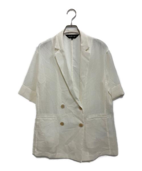 INDIVI（インディヴィ）INDIVI (インディヴィ) 半袖シアージャケット オフホワイト サイズ:SIZE 38の古着・服飾アイテム
