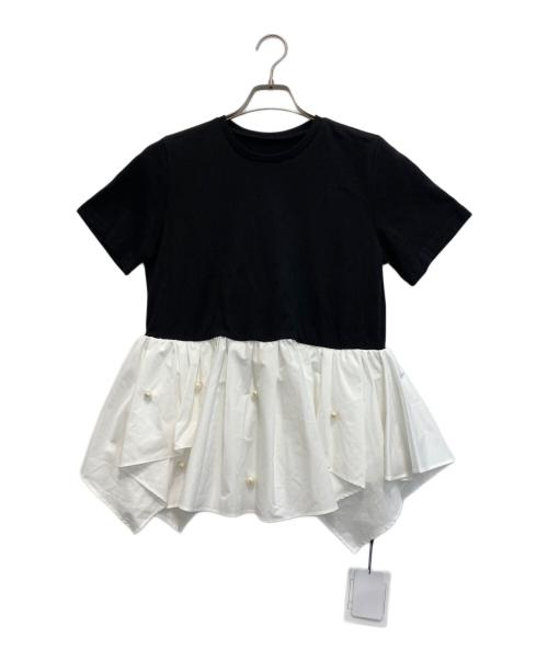 Mystrada（マイストラーダ）Mystrada (マイストラーダ) タフタドッキングパールTシャツ ブラック×ホワイト サイズ:36 未使用品の古着・服飾アイテム
