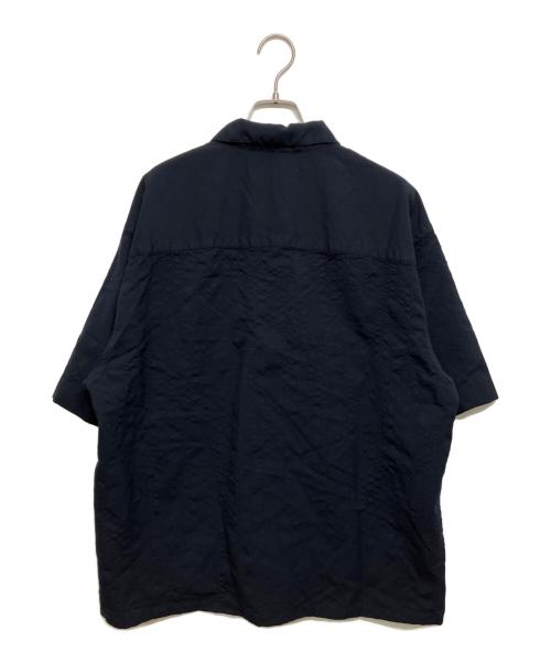 MARNI（マルニ）MARNI (マルニ) トロピカルウール ロゴエンブロイダリーショートスリーブシャツ ネイビー サイズ:50の古着・服飾アイテム