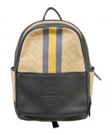 COACH（コーチ）の古着「トンプソン バックパック シグネチャー ジャカード ウィズ ヴァーシティ ストライプ」｜ブラック