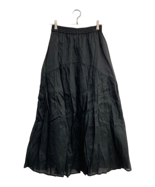 SALON adam et rope'（サロンアダムエロペ）SALON adam et rope' (サロンアダムエロペ) コットンオーガンジーギャザースカート ブラック サイズ:Free 未使用品の古着・服飾アイテム