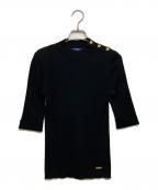 BLUE LABEL CRESTBRIDGEブルーレーベルクレストブリッジ）の古着「半袖リブニット」｜ブラック