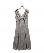HER LIP TOハーリップトゥ）の古着「lace trimmed floral dress」｜ベージュ