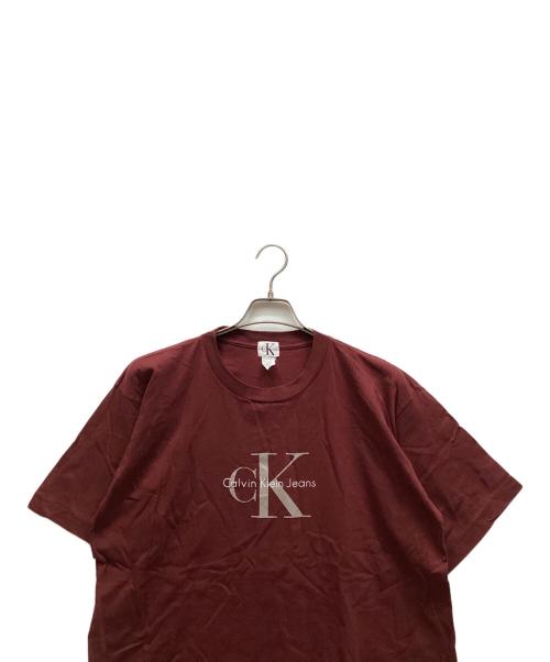 Calvin Klein Jeans（カルバンクラインジーンズ）Calvin Klein Jeans (カルバンクラインジーンズ) ロゴTシャツ ボルドー サイズ:XLの古着・服飾アイテム