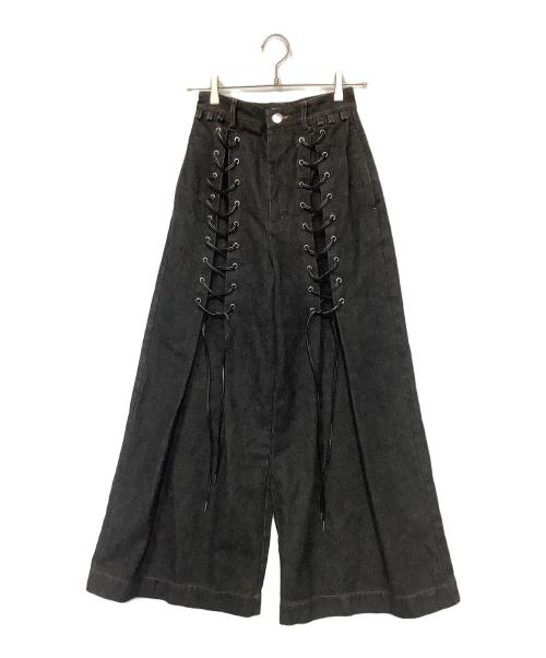 PAMEO POSE（パメオポーズ）PAMEO POSE (パメオポーズ) Laces-up Denim Baggy Trousers ブラック サイズ:Sの古着・服飾アイテム