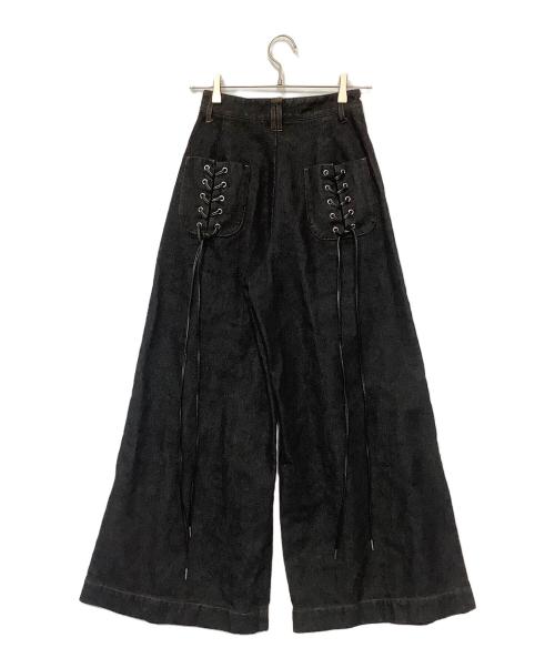 PAMEO POSE（パメオポーズ）PAMEO POSE (パメオポーズ) Laces-up Denim Baggy Trousers ブラック サイズ:Sの古着・服飾アイテム