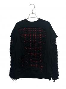TENDER PERSON（テンダ―パーソン）の古着「CUT HOLE SWEAT PULLOVER」｜ブラック
