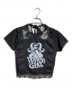 Hysteric Glamourヒステリックグラマー）の古着「レースプリントTシャツ/printed T-shirt with lace details」｜ブラック