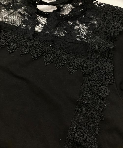 Hysteric Glamour（ヒステリックグラマー）Hysteric Glamour (ヒステリックグラマー) レースプリントTシャツ/printed T-shirt with lace details ブラック サイズ:Freeの古着・服飾アイテム